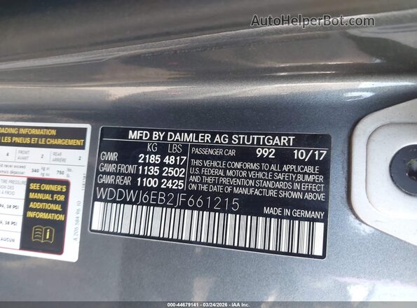 WDDWJ6EB2JF661215 2018 MERCEDES-BENZ AMG C 43 Gray Vista del compartimento del motor