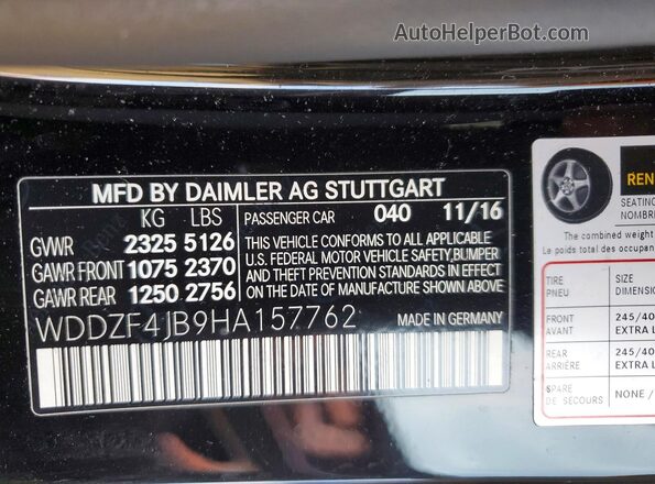 WDDZF4JB9HA157762 2017 MERCEDES-BENZ E Black ძრავის განყოფილების ხედი