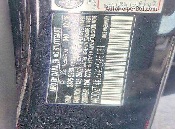 WDDZF4KB6KA596181 2019 MERCEDES-BENZ E Black Widok komory silnika
