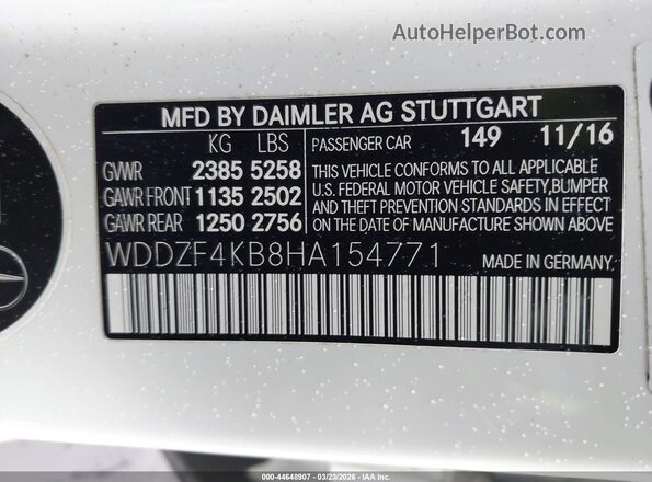 WDDZF4KB8HA154771 2017 MERCEDES-BENZ E-CLASS White 
