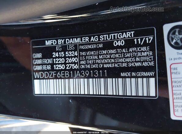 WDDZF6EB1JA391311 2018 MERCEDES-BENZ AMG E 43 Black Widok komory silnika