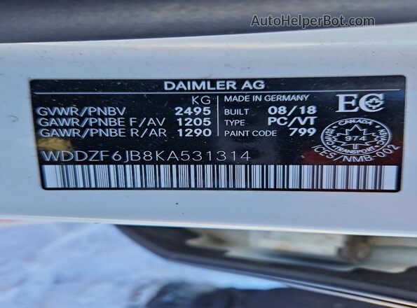 WDDZF6JB8KA531314 2019 MERCEDES-BENZ E White Engine compartment view