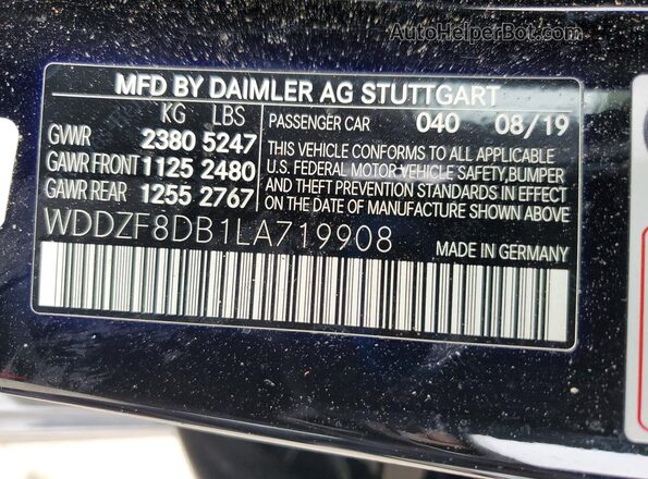 WDDZF8DB1LA719908 2020 MERCEDES-BENZ E Black Vista del compartimento del motor