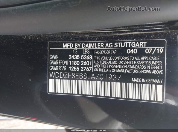 WDDZF8EB8LA701937 2020 MERCEDES-BENZ E-CLASS Black Vista del compartimento del motor