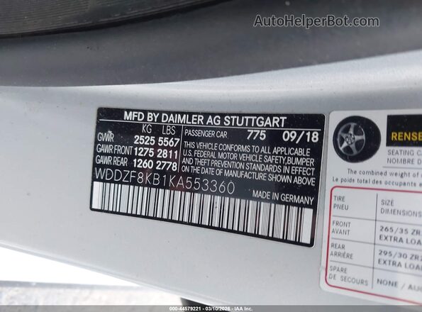 WDDZF8KB1KA553360 2019 MERCEDES-BENZ AMG E 63 Gray Vista del compartimento del motor