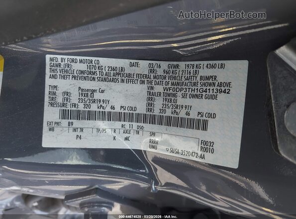WF0DP3TH1G4113942 2016 FORD FOCUS RS Gray Շարժիչի բաժամունքի տեսք