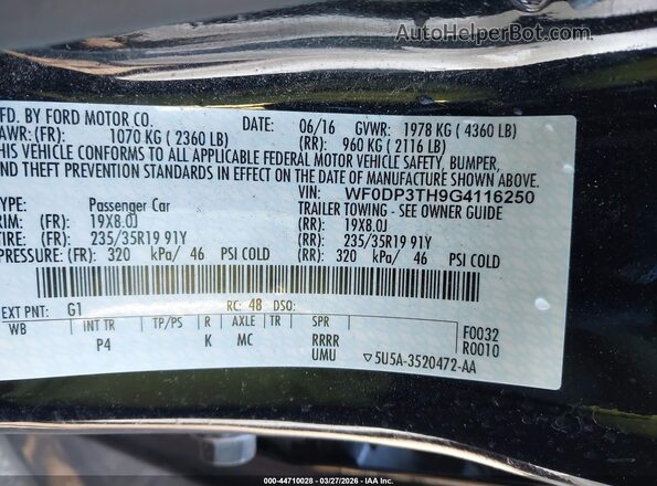WF0DP3TH9G4116250 2016 FORD FOCUS RS Black Vista del compartimento del motor