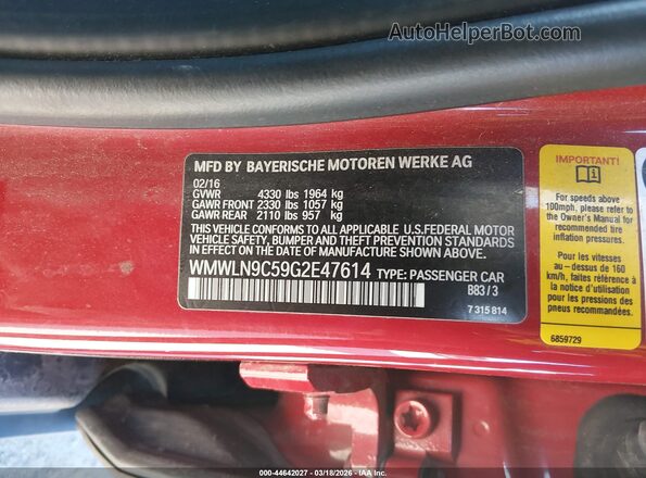 WMWLN9C59G2E47614 2016 MINI CLUBMAN Красный Вид подкапотного пространства