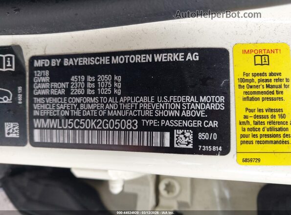 WMWLU5C50K2G05083 2019 MINI CLUBMAN Tan Вид підкапотного простору