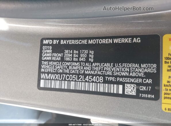WMWXU7C05L2L45408 2020 MINI HARDTOP Серый Вид подкапотного пространства