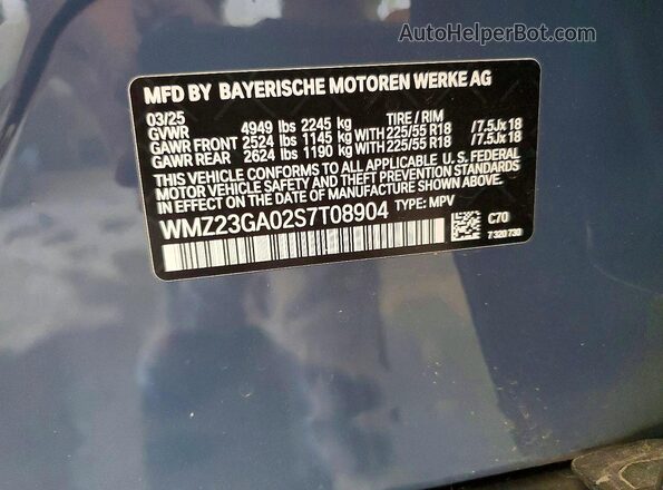 WMZ23GA02S7T08904 2025 MINI COUNTRYMAN Blue 