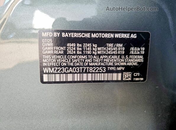 WMZ23GA03T7T82253 2026 MINI COUNTRYMAN Gray VIN კოდის სტიკერის ხედი