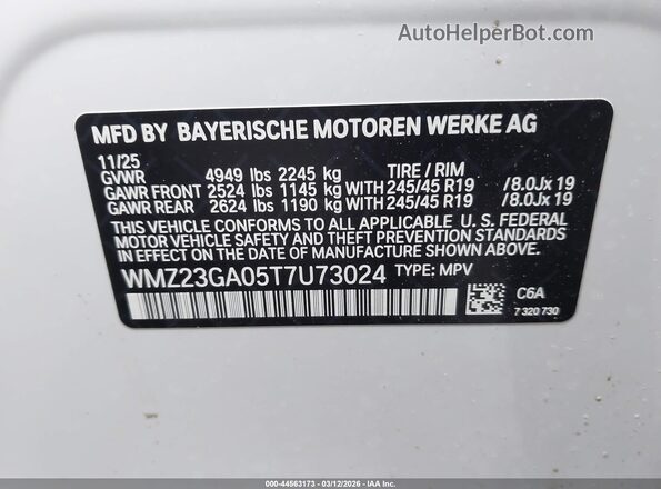 WMZ23GA05T7U73024 2026 MINI COUNTRYMAN White Вид підкапотного простору