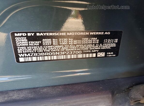 WMZ83BR05N3P23700 2022 MINI COOPER Серый Вид подкапотного пространства