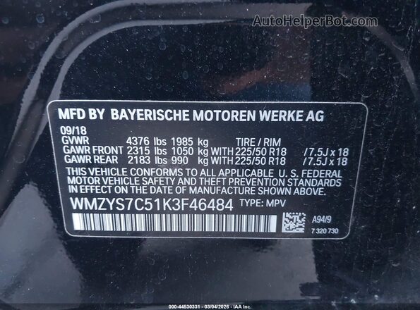 WMZYS7C51K3F46484 2019 MINI COUNTRYMAN Black Vista del compartimento del motor