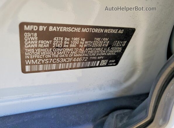 WMZYS7C53K3F44672 2019 MINI COOPER White 