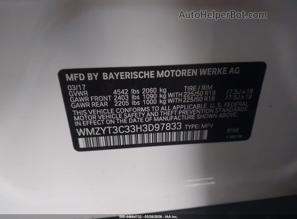 WMZYT3C33H3D97833 2017 MINI COUNTRYMAN White Engine compartment view