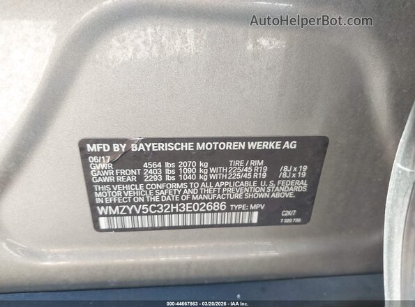 WMZYV5C32H3E02686 2017 MINI COUNTRYMAN Gray Вид підкапотного простору