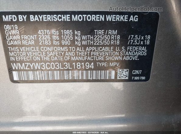 WMZYW3C03L3L18194 2020 MINI COUNTRYMAN Champagne Շարժիչի բաժամունքի տեսք