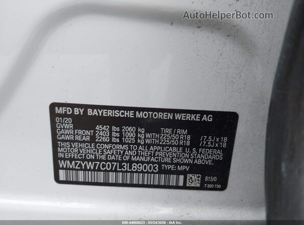 WMZYW7C07L3L89003 2020 MINI COUNTRYMAN White Շարժիչի բաժամունքի տեսք