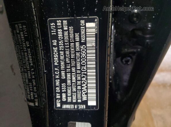 WP0AA2A71GL003605 2016 PORSCHE PANAMERA Black Widok komory silnika