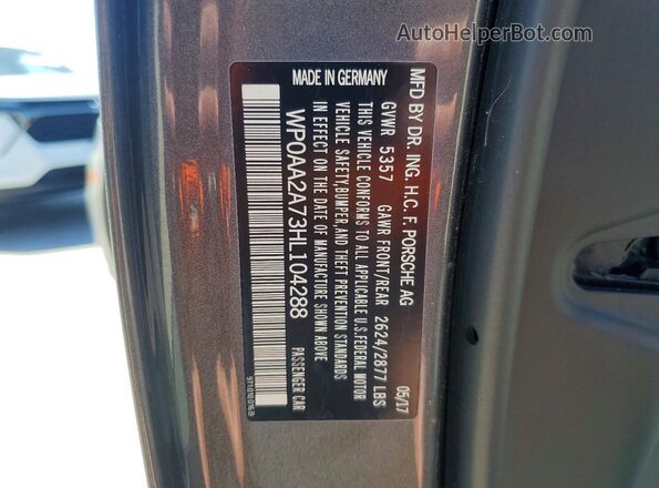 WP0AA2A73HL104288 2017 PORSCHE PANAMERA Gray 