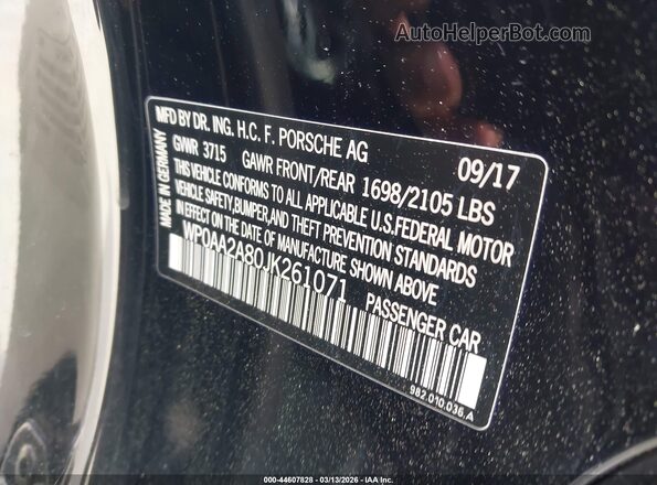 WP0AA2A80JK261071 2018 PORSCHE 718 CAYMAN Black 