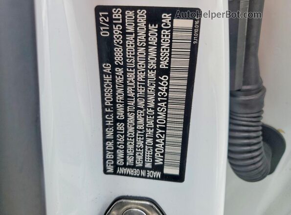 WP0AA2Y10MSA13466 2021 PORSCHE TAYCAN White Widok komory silnika