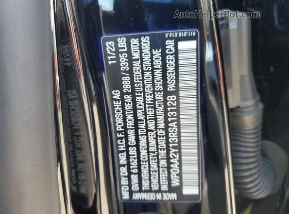 WP0AA2Y13RSA13128 2024 PORSCHE TAYCAN Black ძრავის განყოფილების ხედი