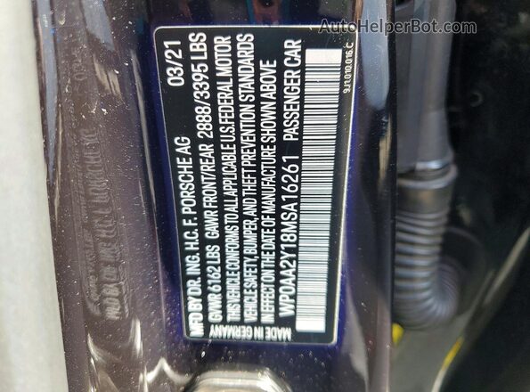 WP0AA2Y18MSA16261 2021 PORSCHE TAYCAN Черный Вид подкапотного пространства