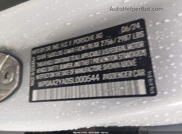 WP0AA2YA0SL000544 2025 PORSCHE PANAMERA Gray Widok komory silnika