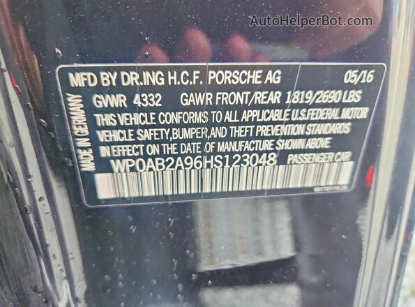 WP0AB2A96HS123048 2017 PORSCHE 911 Black ძრავის განყოფილების ხედი