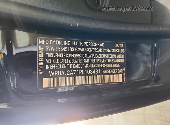 WP0AJ2A71PL103431 2023 PORSCHE PANAMERA Black Вид підкапотного простору