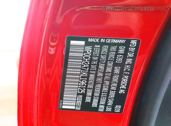 WP0CH2A71KL196125 2019 PORSCHE PANAMERA Красный Вид подкапотного пространства