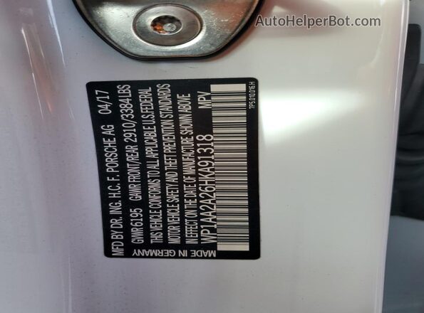 WP1AA2A26HKA91318 2017 PORSCHE CAYENNE White სალონის 360-გრადუსიანი ხედი
