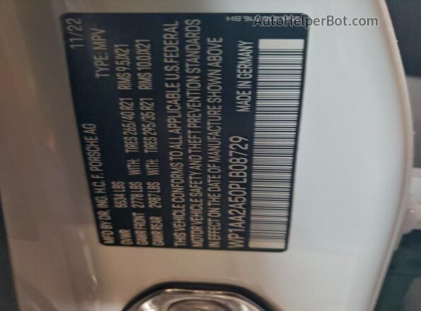 WP1AA2A50PLB08729 2023 PORSCHE MACAN Белый Панорамный вид салона 360°