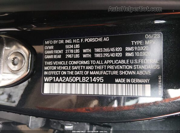 WP1AA2A50PLB21495 2023 PORSCHE MACAN Черный Вид подкапотного пространства