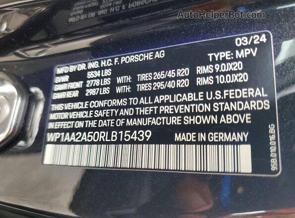 WP1AA2A50RLB15439 2024 PORSCHE MACAN Gray 