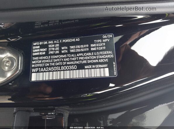 WP1AA2A50SLB00350 2025 PORSCHE MACAN Black Widok komory silnika