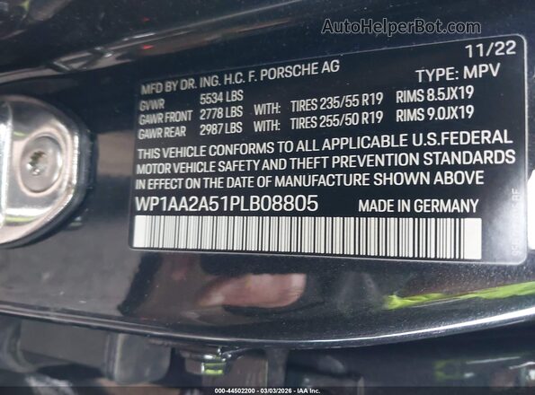 WP1AA2A51PLB08805 2023 PORSCHE MACAN Black 