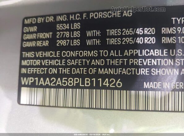 WP1AA2A58PLB11426 2023 PORSCHE MACAN Серый Вид подкапотного пространства