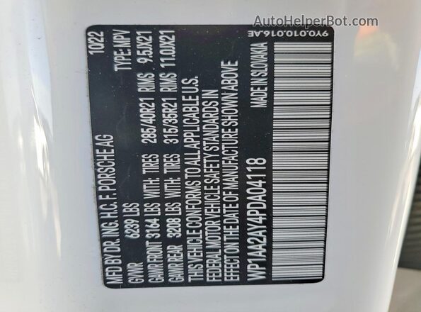 WP1AA2AY4PDA04118 2023 PORSCHE CAYENNE White Widok komory silnika