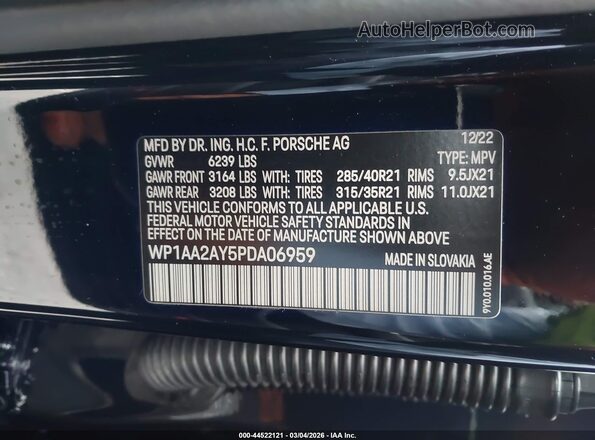 WP1AA2AY5PDA06959 2023 PORSCHE CAYENNE Черный Вид подкапотного пространства