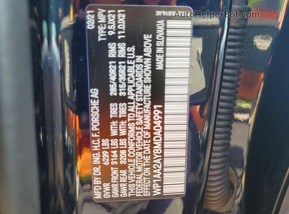 WP1AA2AY8MDA04991 2021 PORSCHE CAYENNE Blue 