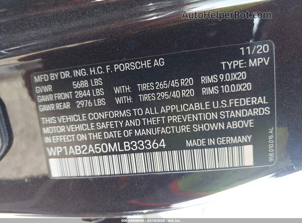 WP1AB2A50MLB33364 2021 PORSCHE MACAN Бордовый 