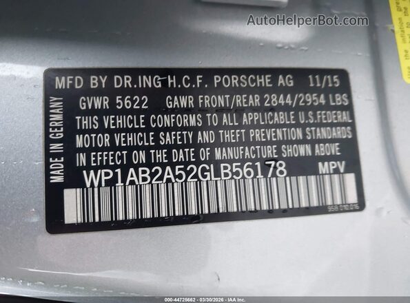 WP1AB2A52GLB56178 2016 PORSCHE MACAN Silver Widok komory silnika