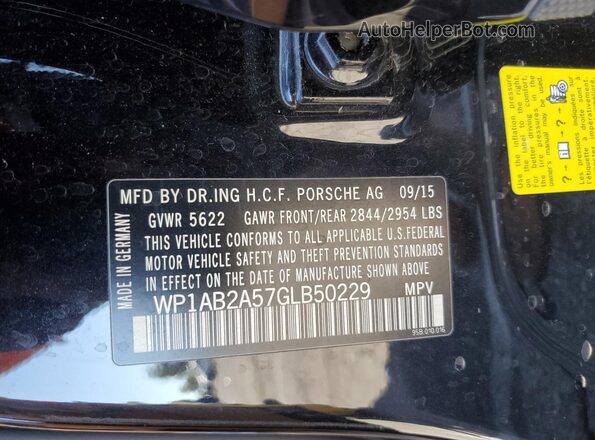 WP1AB2A57GLB50229 2016 PORSCHE MACAN Black VIN կոդի պիտակի տեսք