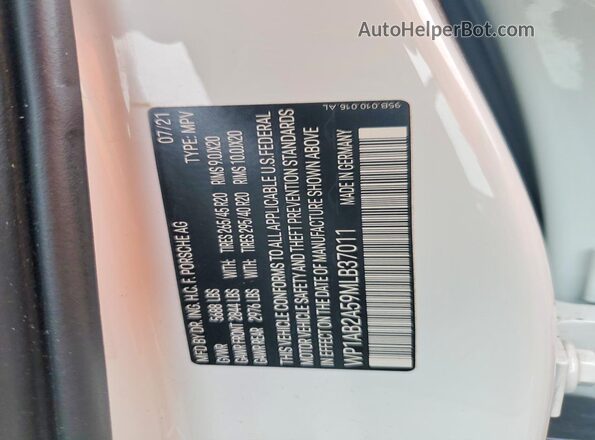 WP1AB2A59MLB37011 2021 PORSCHE MACAN White 