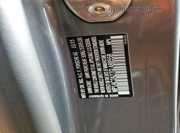 WP1AC2A27GLA88558 2016 PORSCHE CAYENNE Угольный Панорамный вид салона 360°