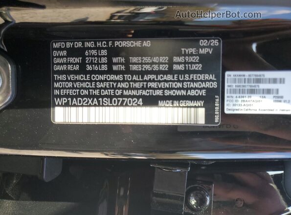 WP1AD2XA1SL077024 2025 PORSCHE MACAN Black VIN sticker view